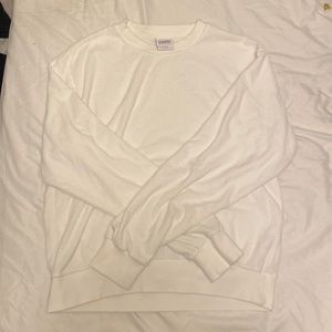 TNA white towel terry perfect crew neck sweater